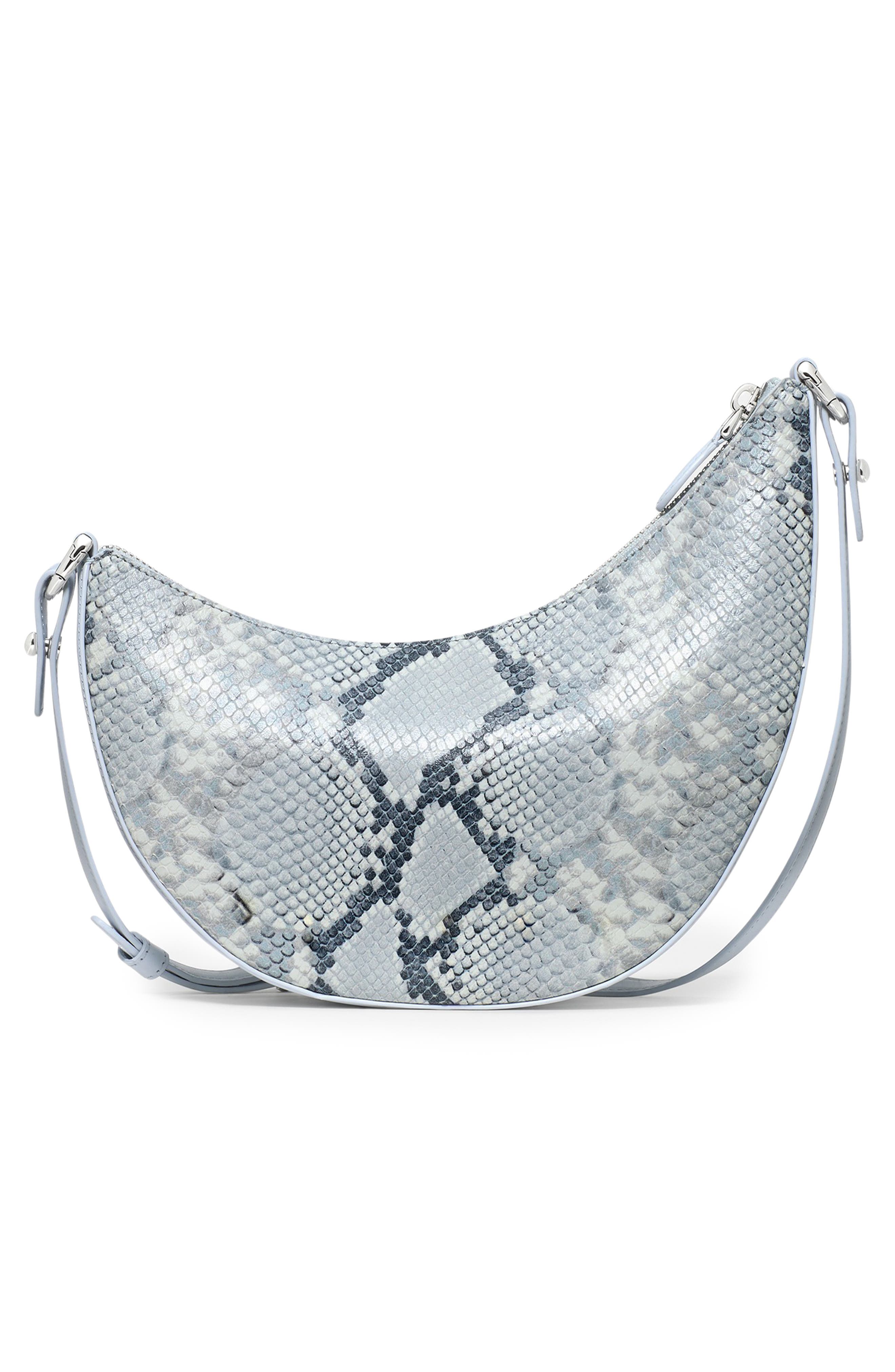 duo snakeskin embossed leather crossbody bag, Alternate, color, PALE SAPPHIRINE