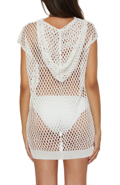 Lucky Brand Morro Hooded Fishnet Cover-up Tunic In White