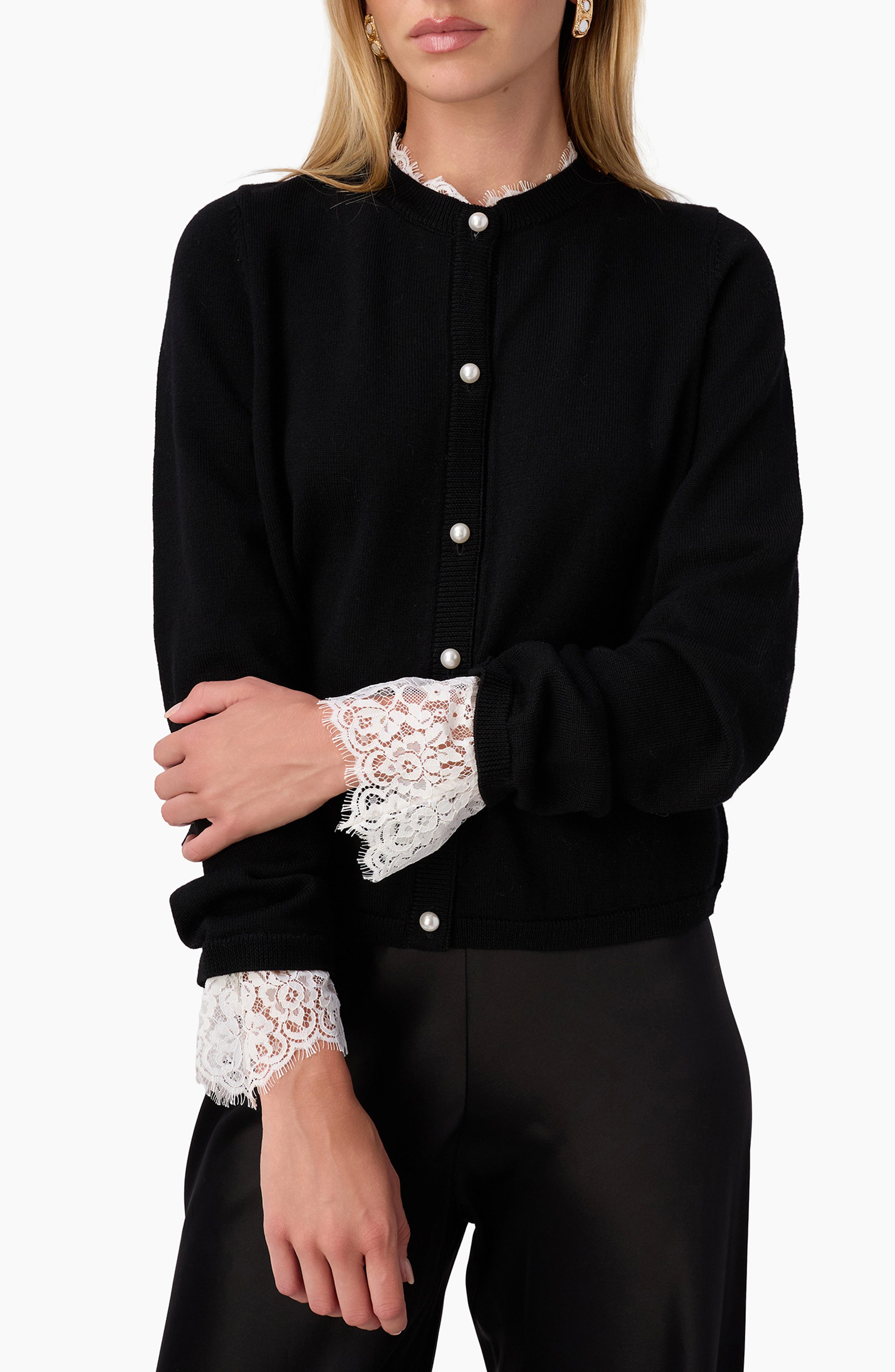 CAMI NYC Eliana Lace Trim Cardigan (Women) | Nordstrom