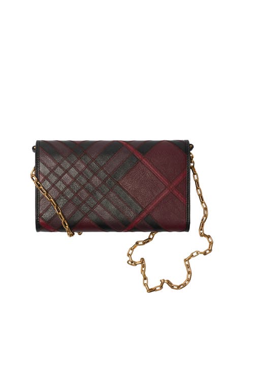 Burberry Highlands Chain Strap Wallet In Purple