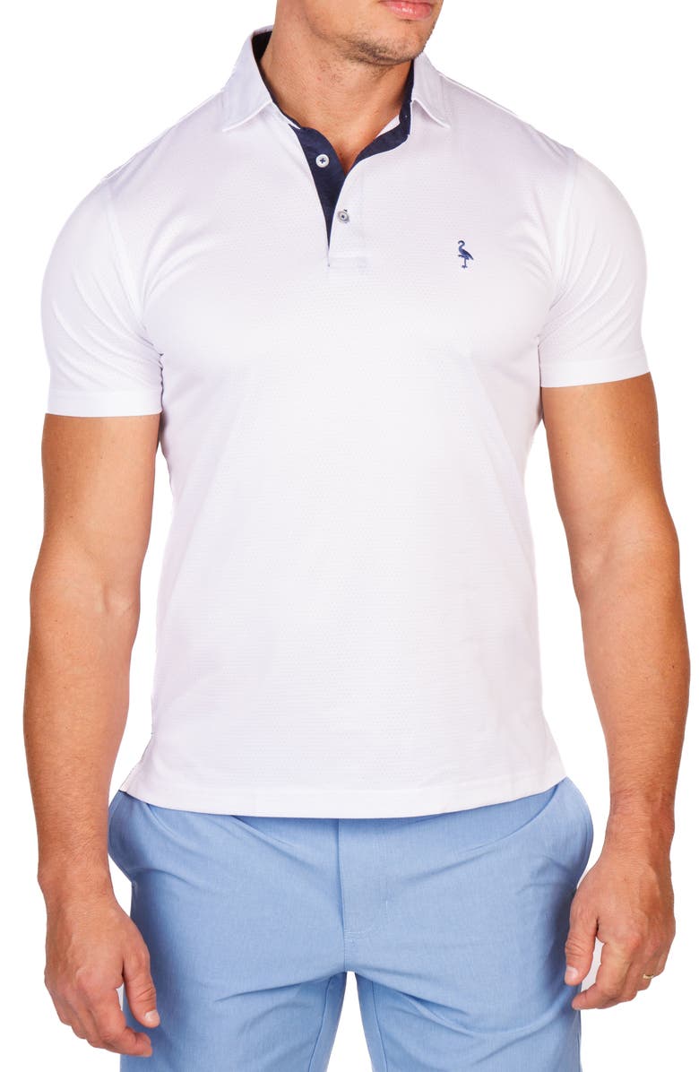 TailorByrd Mélange Mesh Performance Golf Polo, Main, color, White
