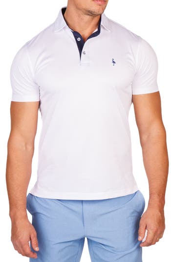 Tailorbyrd Mélange Mesh Performance Golf Polo In White