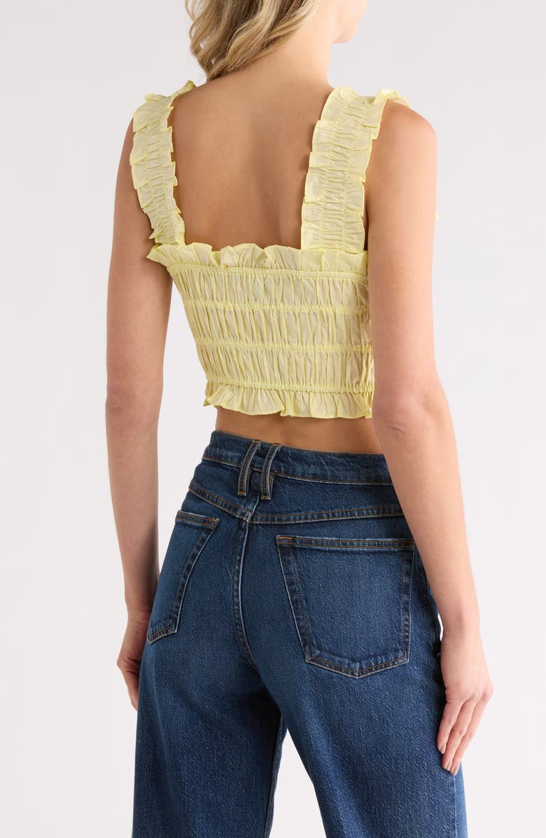maje Lunnala Smocked Crop Top, Alternate, color, Jaune