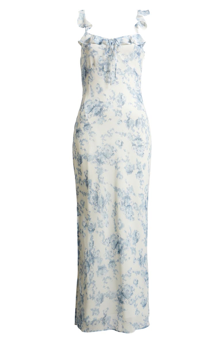 Open Edit Ruffle Chiffon Maxi Dress, Alternate, color, Blue Tapestry Blur