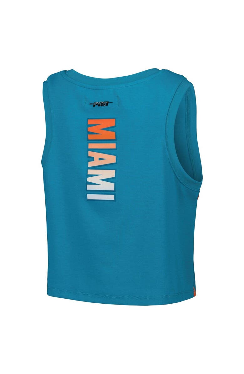 PRO STANDARD Women's Pro Standard  Aqua Miami Dolphins Ombre Wordmark Classic Cropped Tank Top, Alternate, color, 
