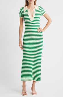 MOON RIVER Johnny Collar Short Sleeve Sweater Dress