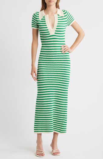 MOON RIVER Johnny Collar Short Sleeve Sweater Dress