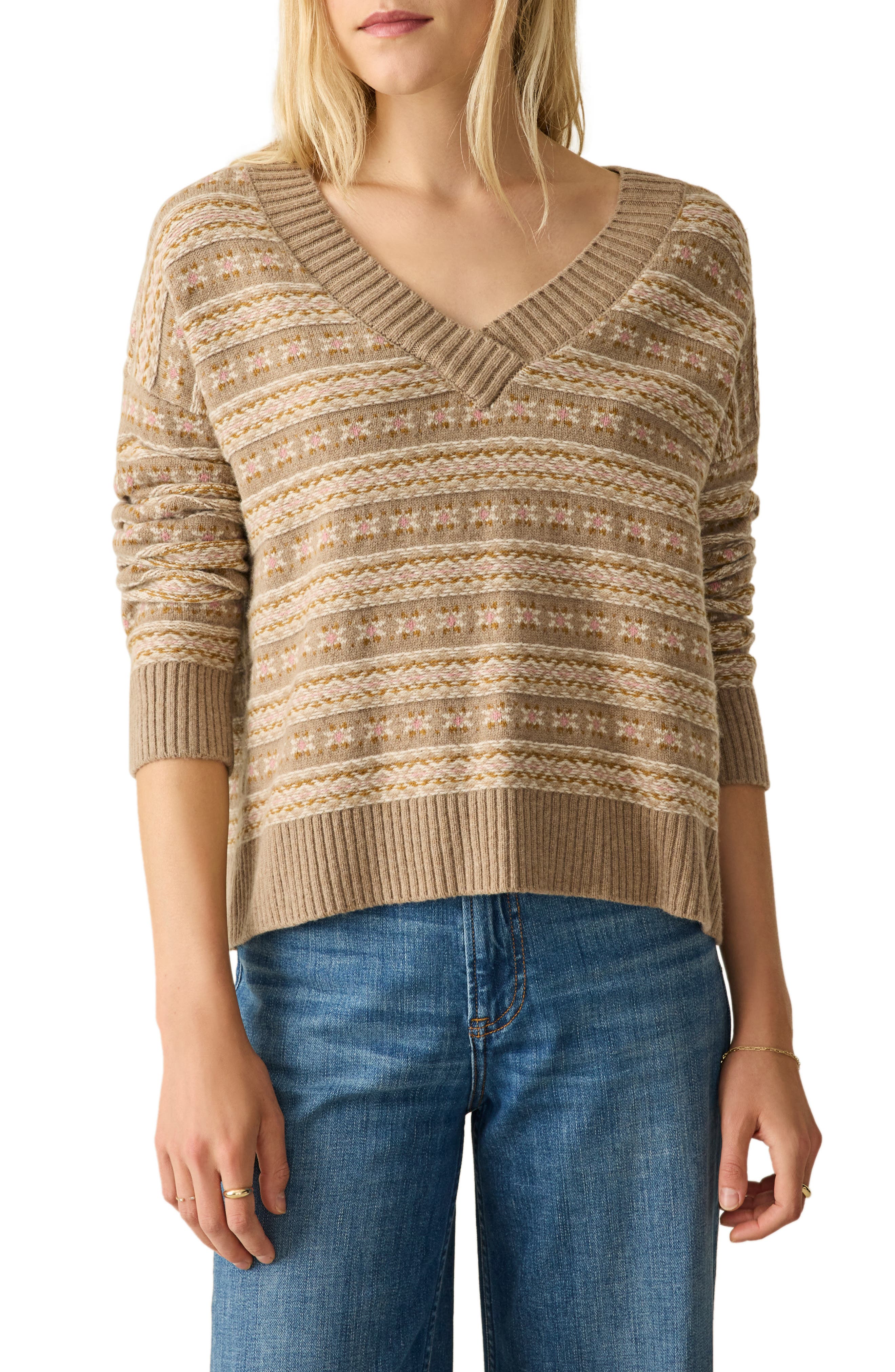 Faherty Highland Fair Isle Merino Wool Blend Sweater