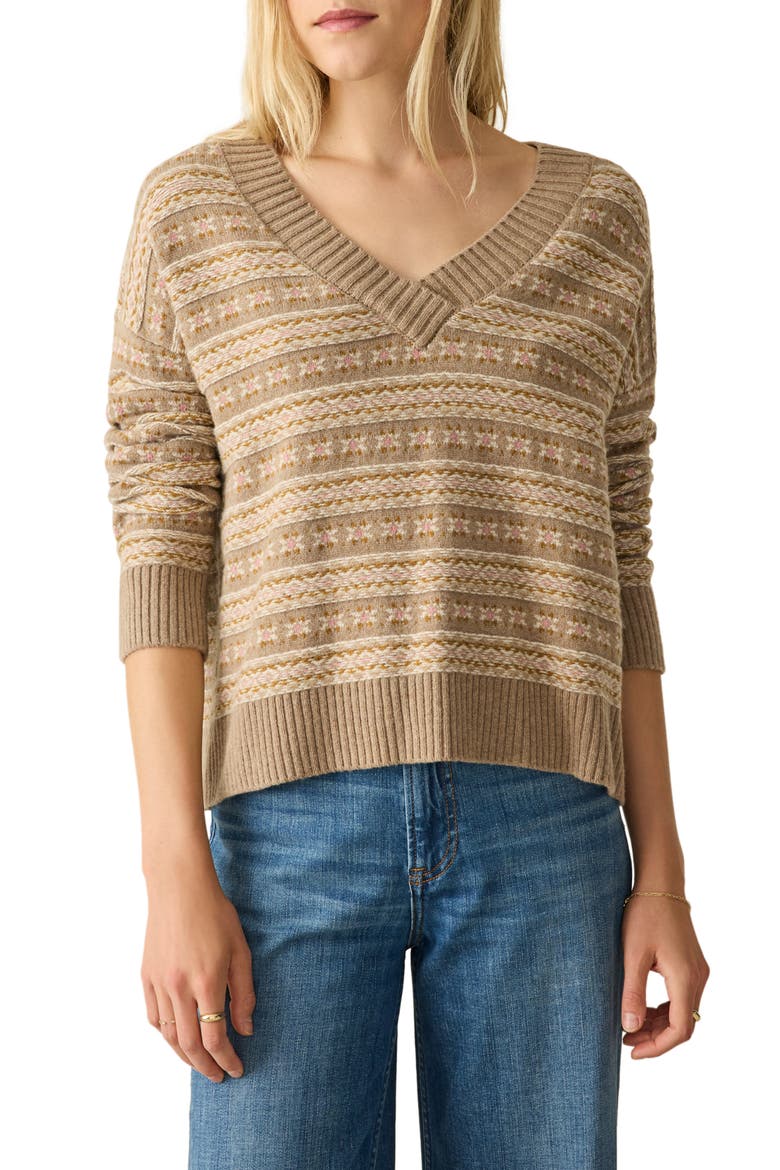 Highland Fair Isle Merino Wool Blend Sweater, Main, color, SUGAR COOKIE FAIRISLE