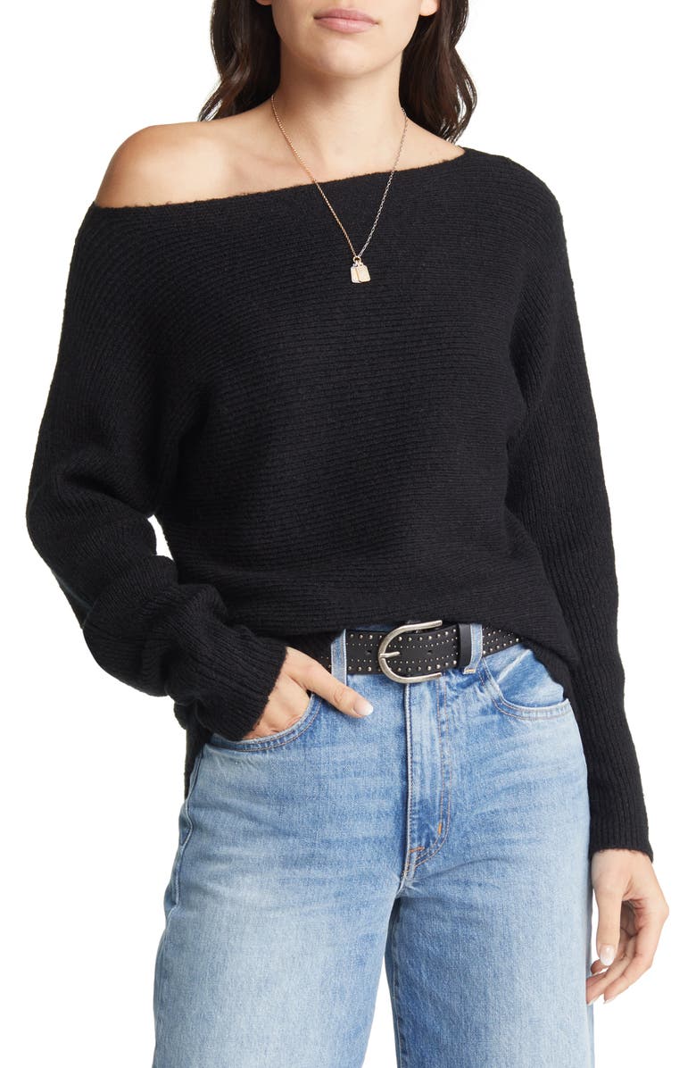 Treasure & Bond Off the Shoulder Rib Sweater, Main, color,