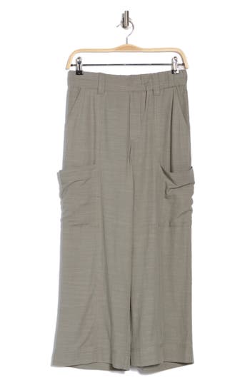 Shop Democracy Pull-on Crop Wide Leg Pants In Deep Seagrass