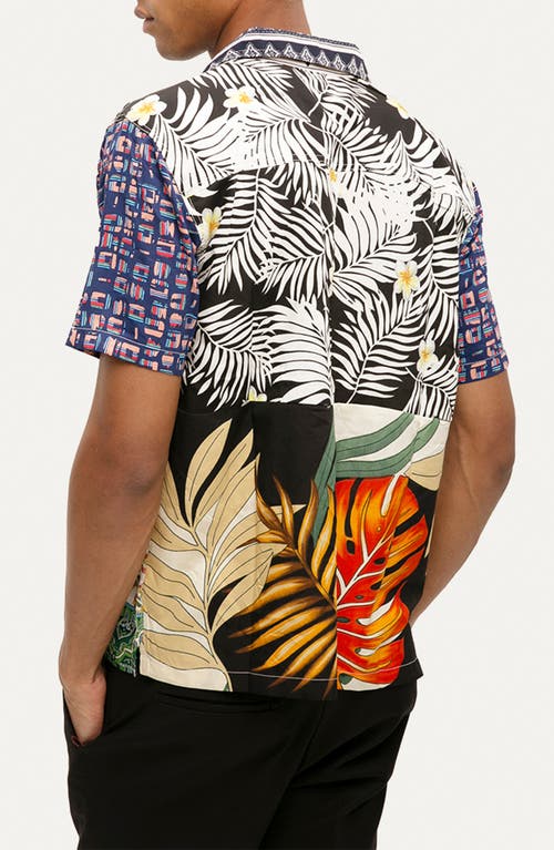 Raga Geometric Floral Short Sleeve Button-up Shirt In Geometric Multi
