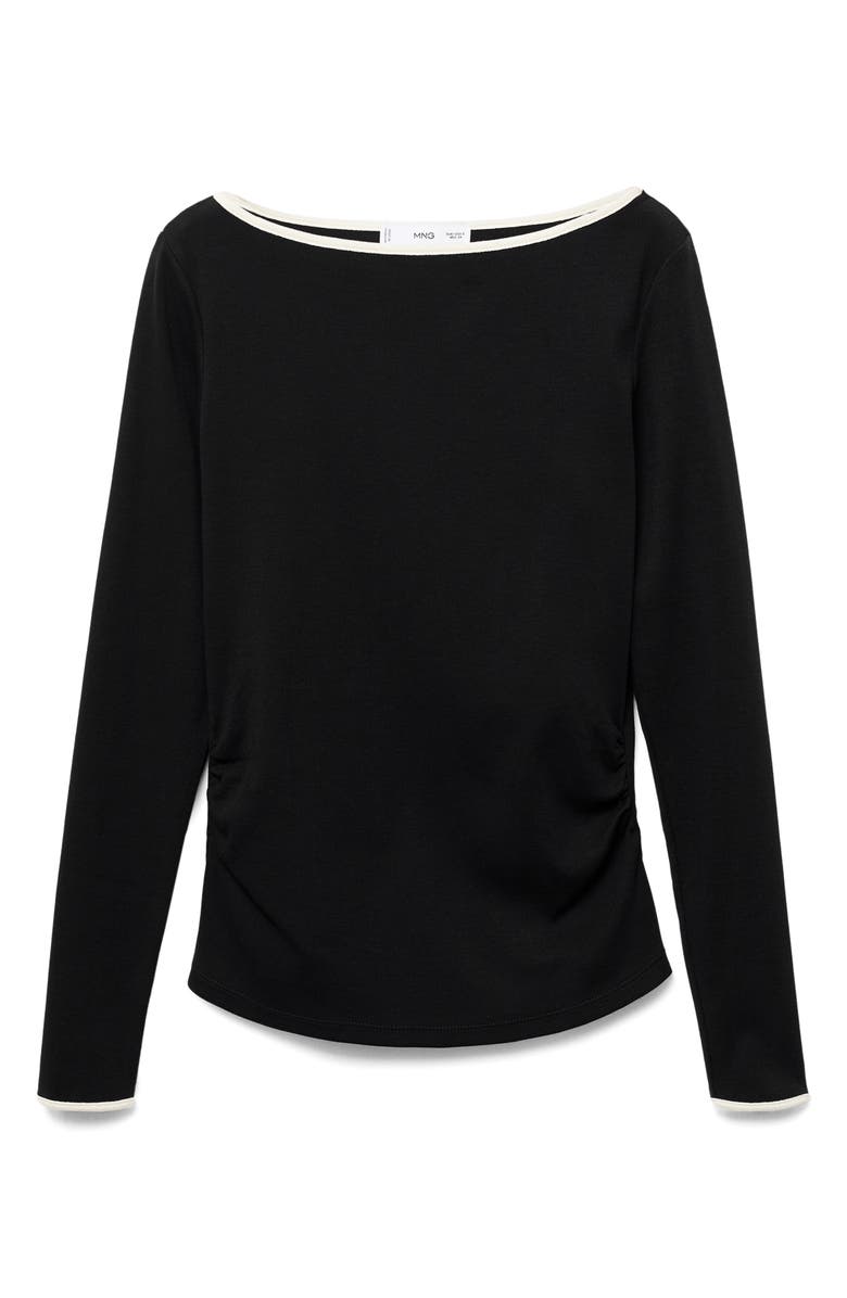 MANGO Boat Neck Long Sleeve Cotton Maternity Top, Alternate, color, Black