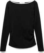 MANGO Boat Neck Long Sleeve Cotton Maternity Top