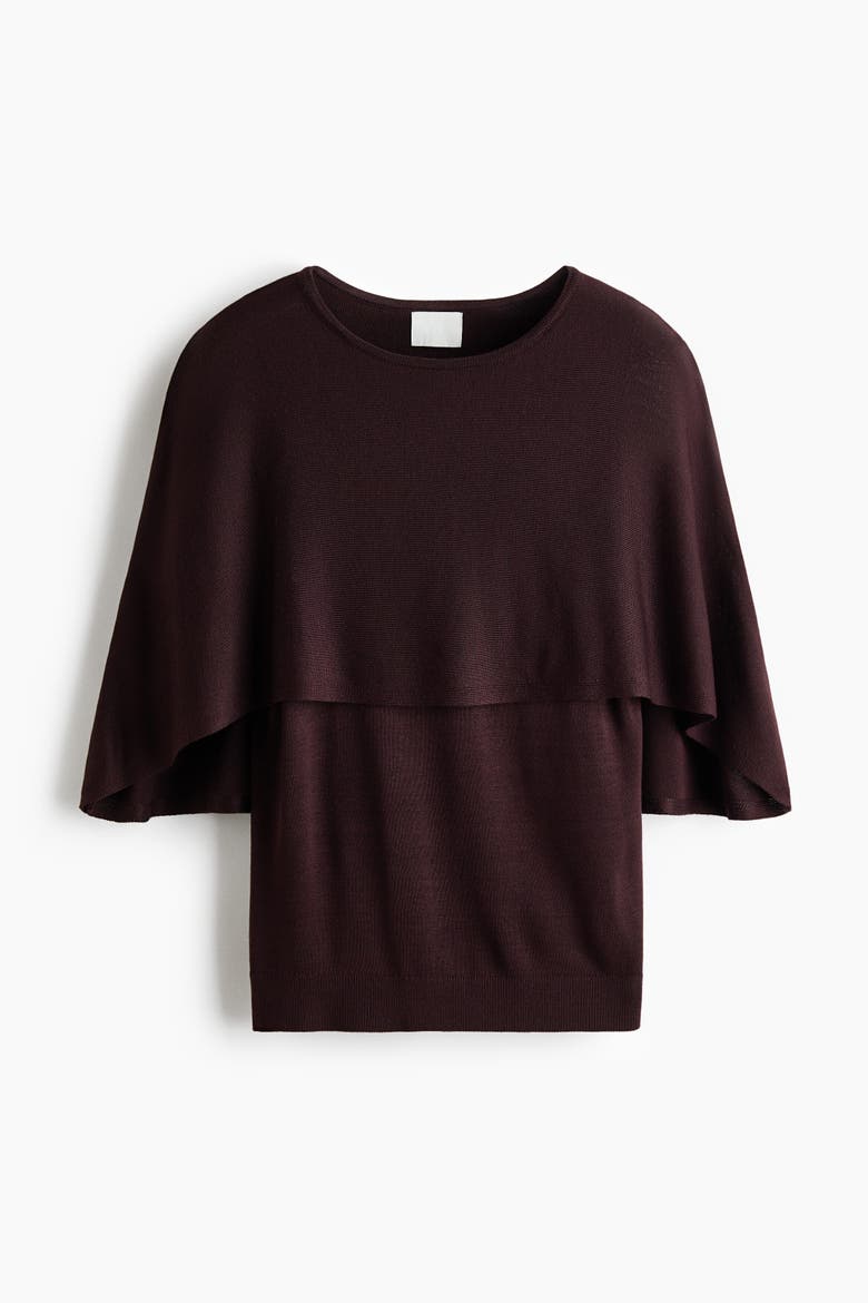 Fine-knit Cape Top, Alternate, color, Burgundy
