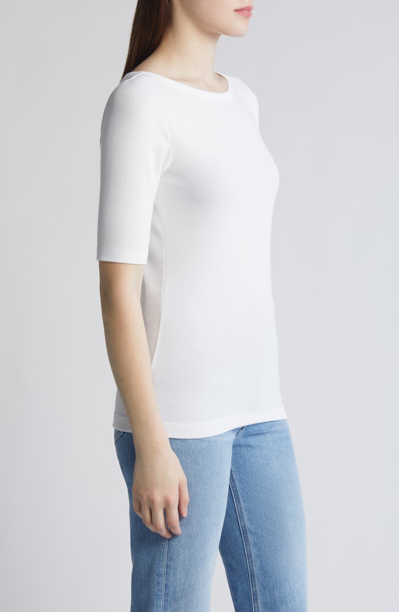 NIC+ZOE Perfect Boat Neck Rib Top, Alternate, color, Paper White