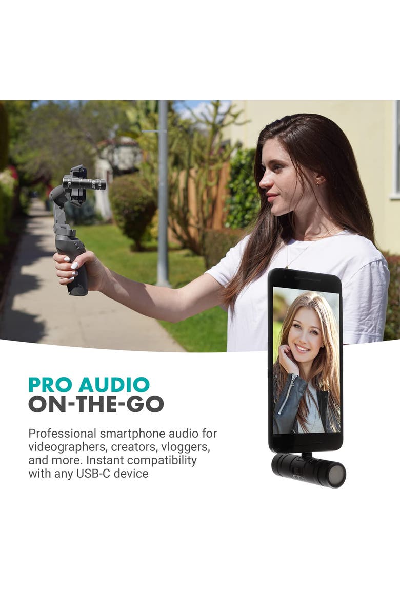 DoubleMic-UC Dual Capsule Phone Microphone for USB-C Devices, Alternate, color, Black