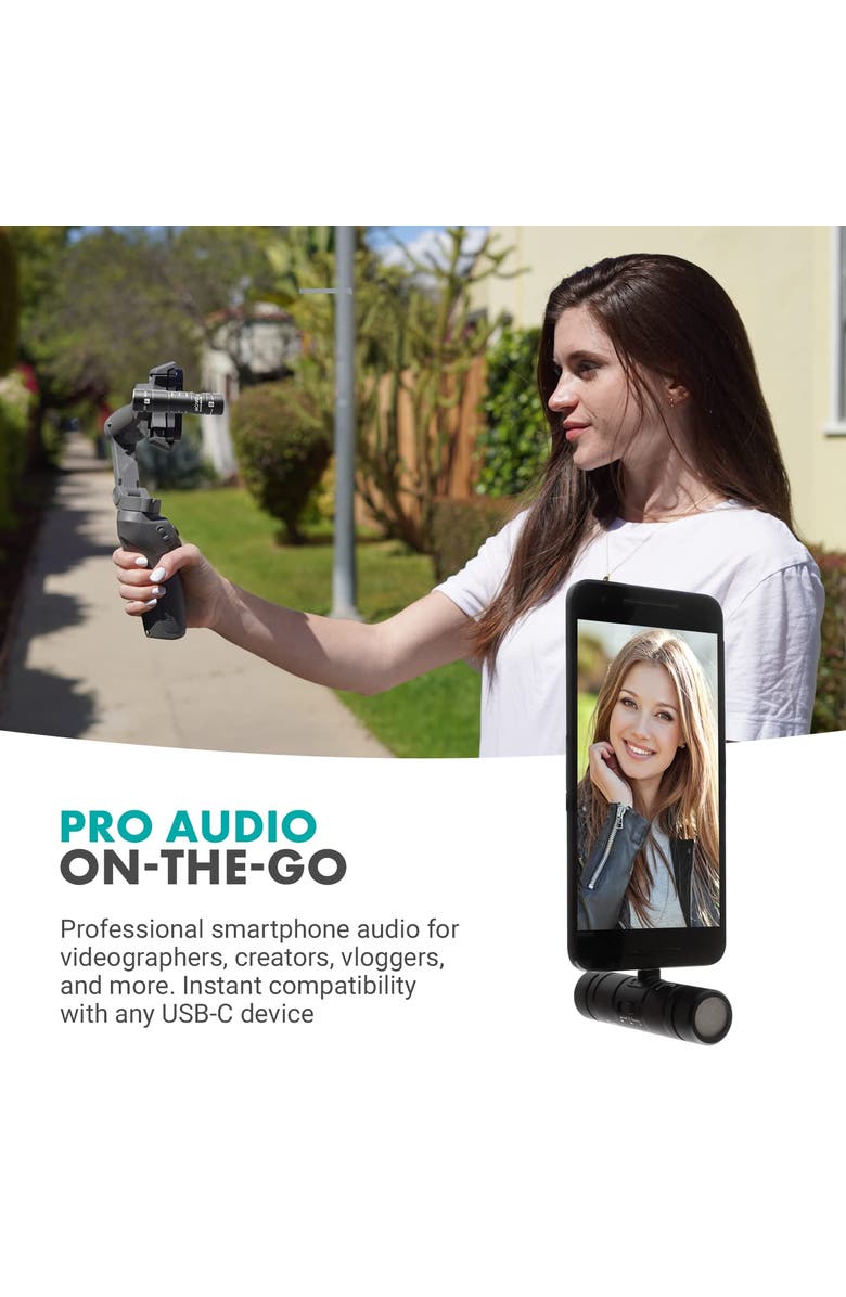 MOVO DoubleMic-UC Dual Capsule Phone Microphone for USB-C Devices, Alternate, color, Black