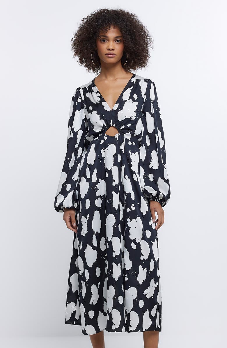 River Island Ellis Long Sleeve Cutout Dress, Alternate, color,