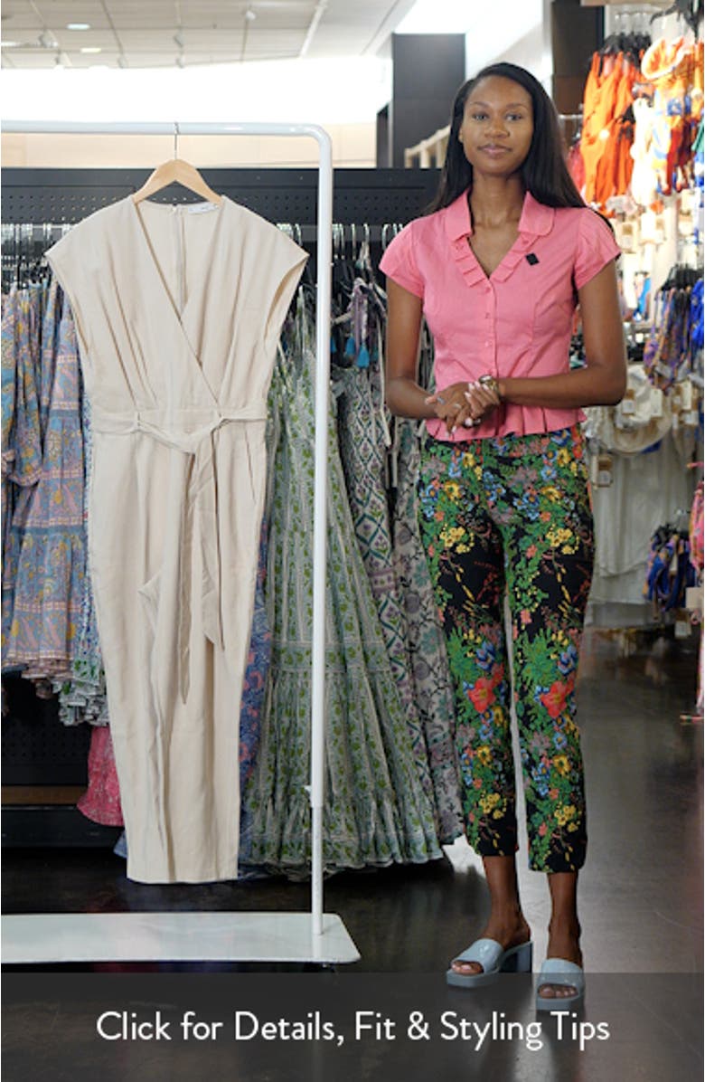 Tie Waist Faux Wrap Wide Leg Jumpsuit, sales video thumbnail