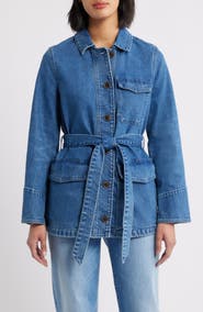 Caslon® Belted Denim Chore Jacket