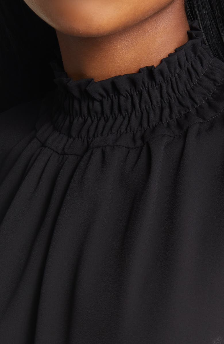 Ming Wang Smocked Mock Neck Sleeveless Blouse, Alternate, color, Black