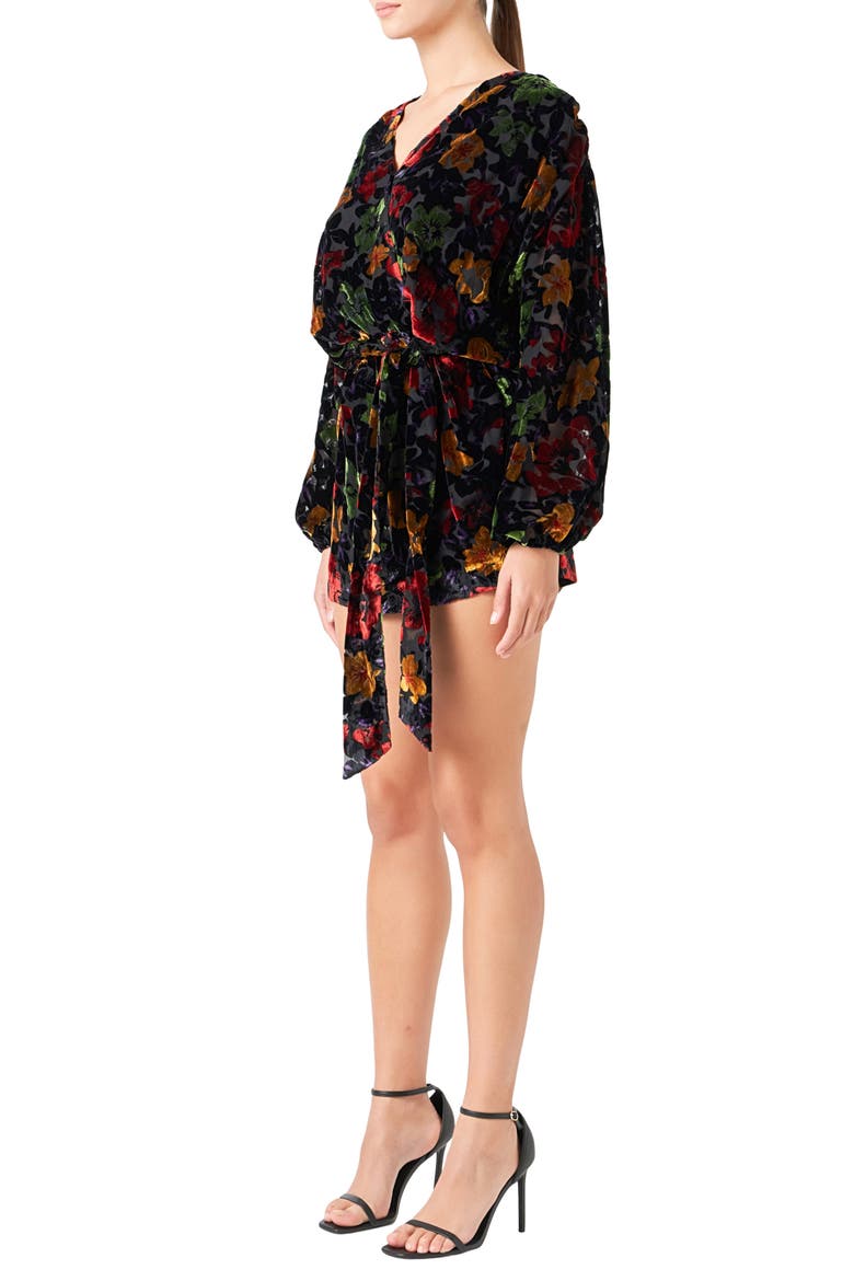 Burnout Velvet Romper, Alternate, color, BLACK