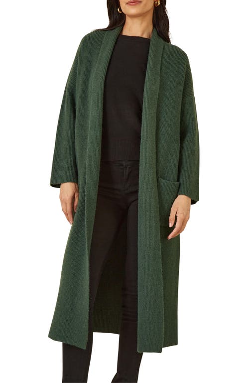 Yumi Knitted Maxi Cardigan With Pockets In Green