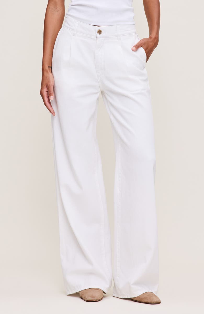 DL1961 Isabel Pleated Mid Rise Wide Leg Cotton & Linen Jeans, Main, color, 