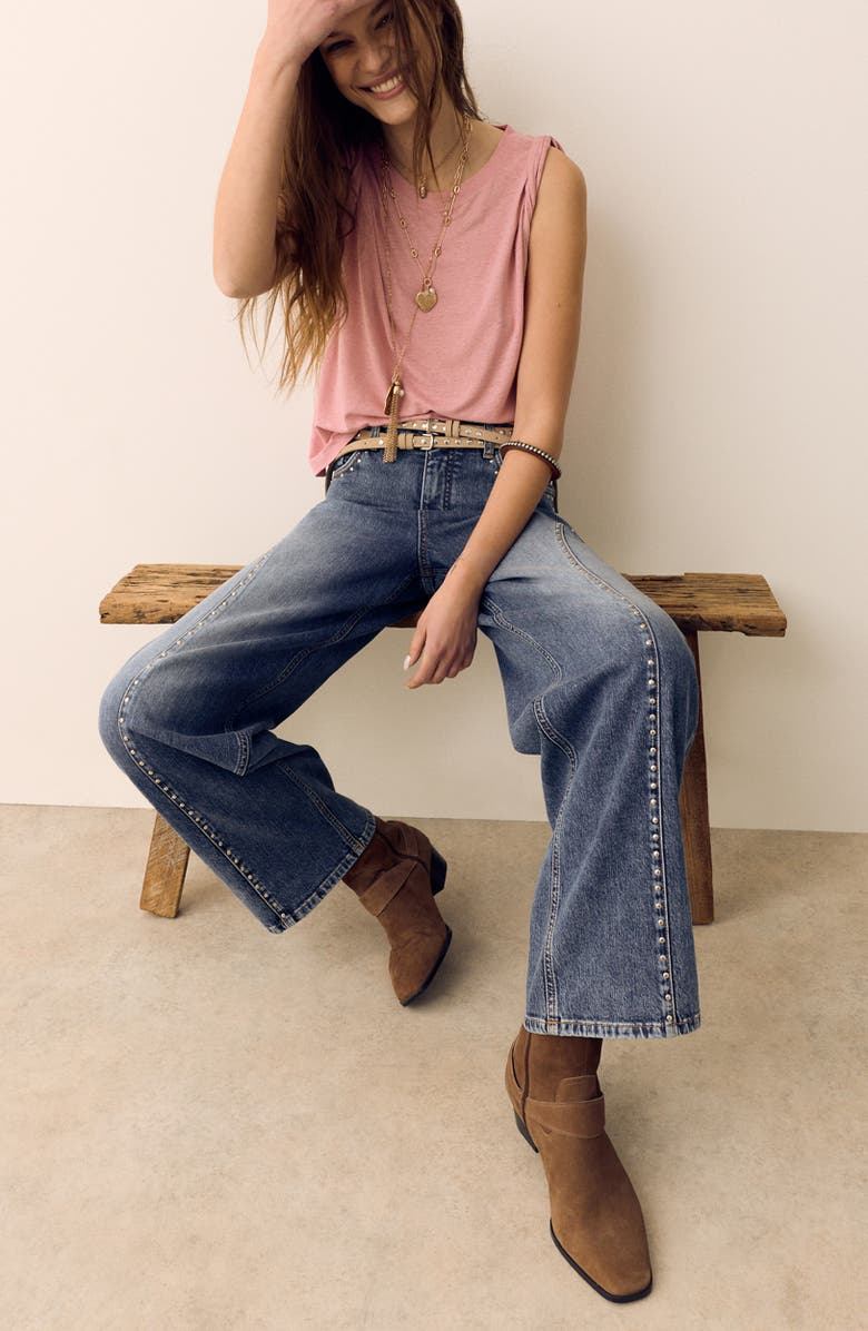 PER UNA BY M&S Pleat Shoulder Muscle Tee, Alternate, color, Rose Pink