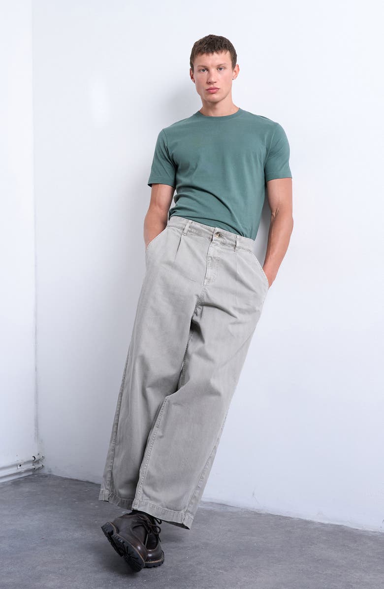 Topman Herringbone Pleated Barrel Pants, Alternate, color, Stone