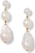 Nadri London Cultured Pearl Triple Drop Earrings