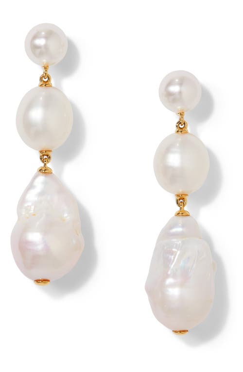 Nadri London Cultured Pearl Triple Drop Earrings In Gold