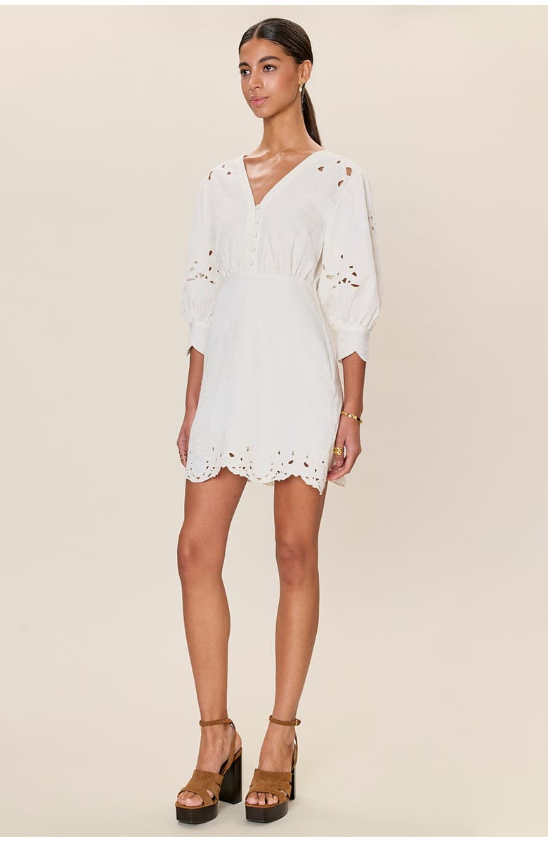 Rebecca Taylor Rachelle Button Front Dress, Alternate, color, Ivory