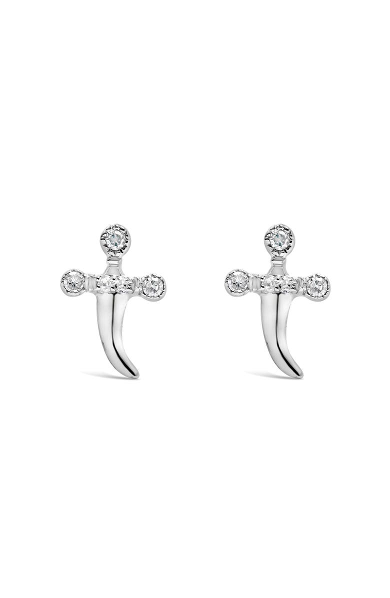 Haus of Brilliance .925 Sterling Silver Diamond Accent Knife Earrings, Main, color, White