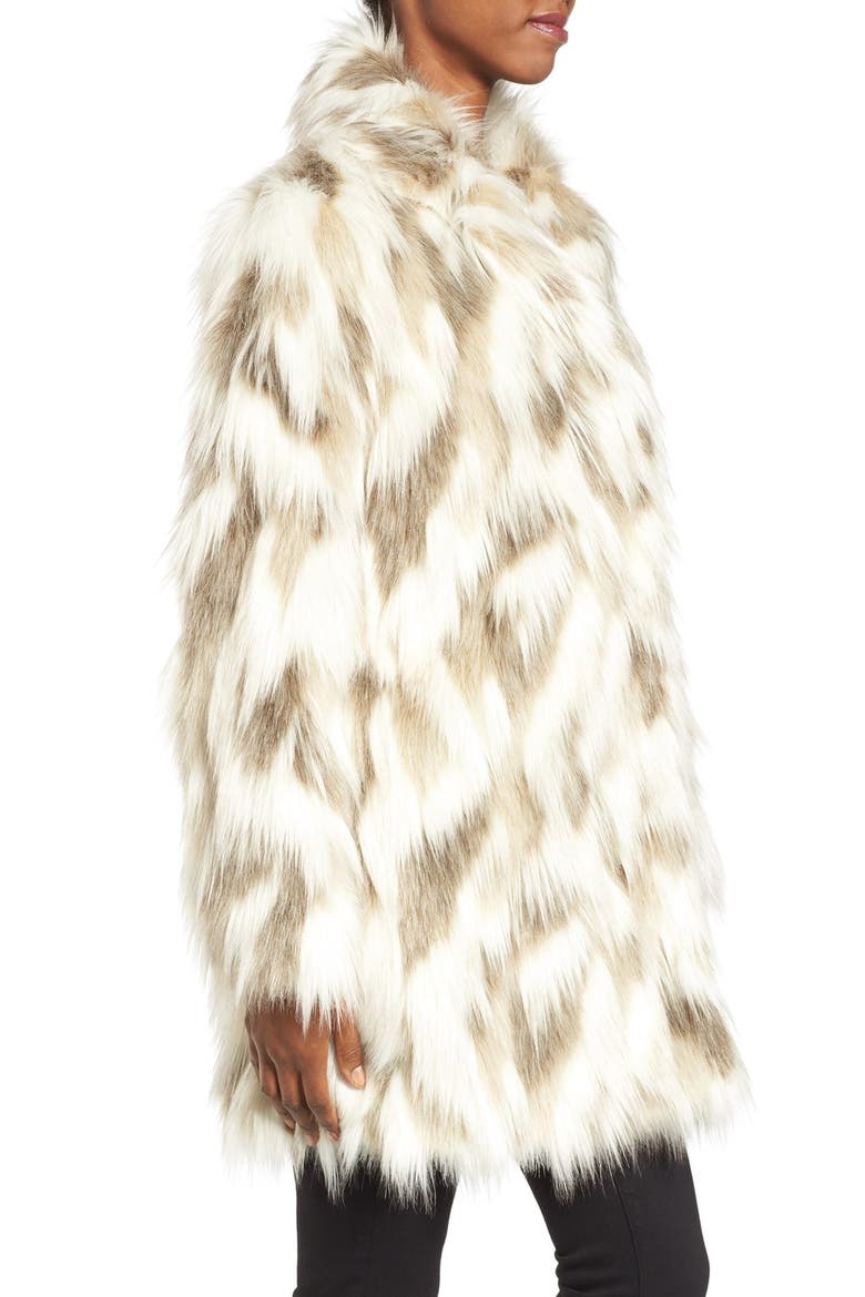 Phoebe Multicolor Faux Fur Coat, Alternate, color, BROWN/ WHITE COMBO