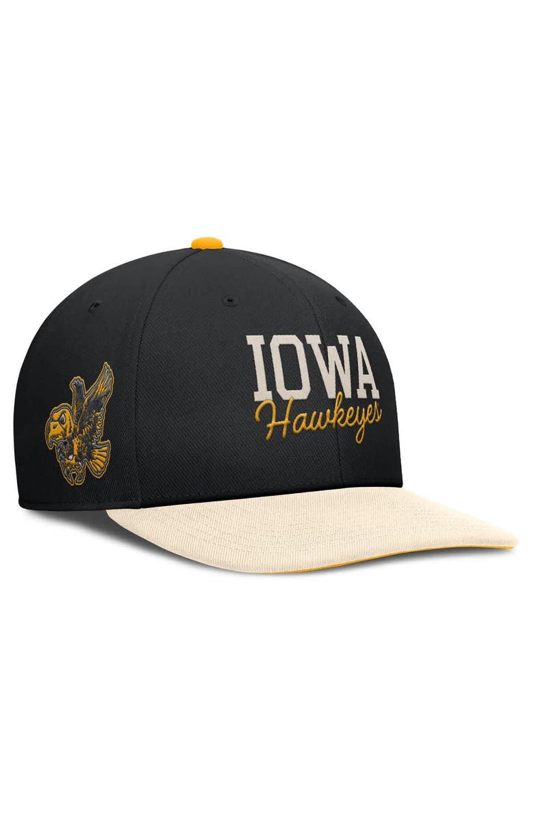Nike Men's Nike Black/Cream Iowa Hawkeyes Pro Legacy Script Snapback Hat, Main, color, Black
