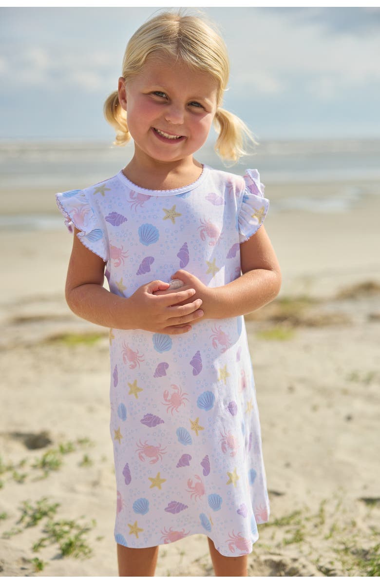 Little English Kids' Printed Angel Sleeve Dress, Alternate, color, Sea Shells