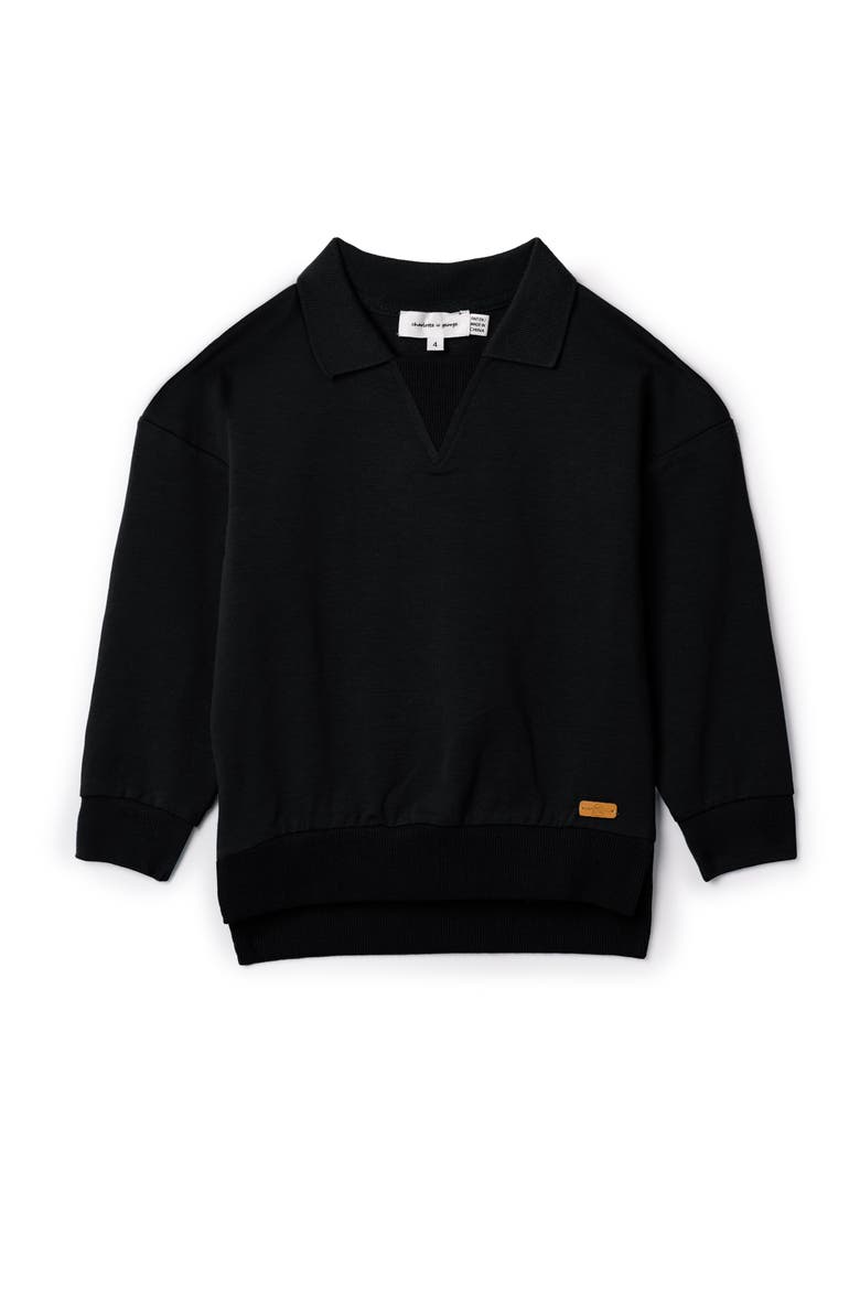 French Fleece Ribbed Sweatshirt, Main, color, Black