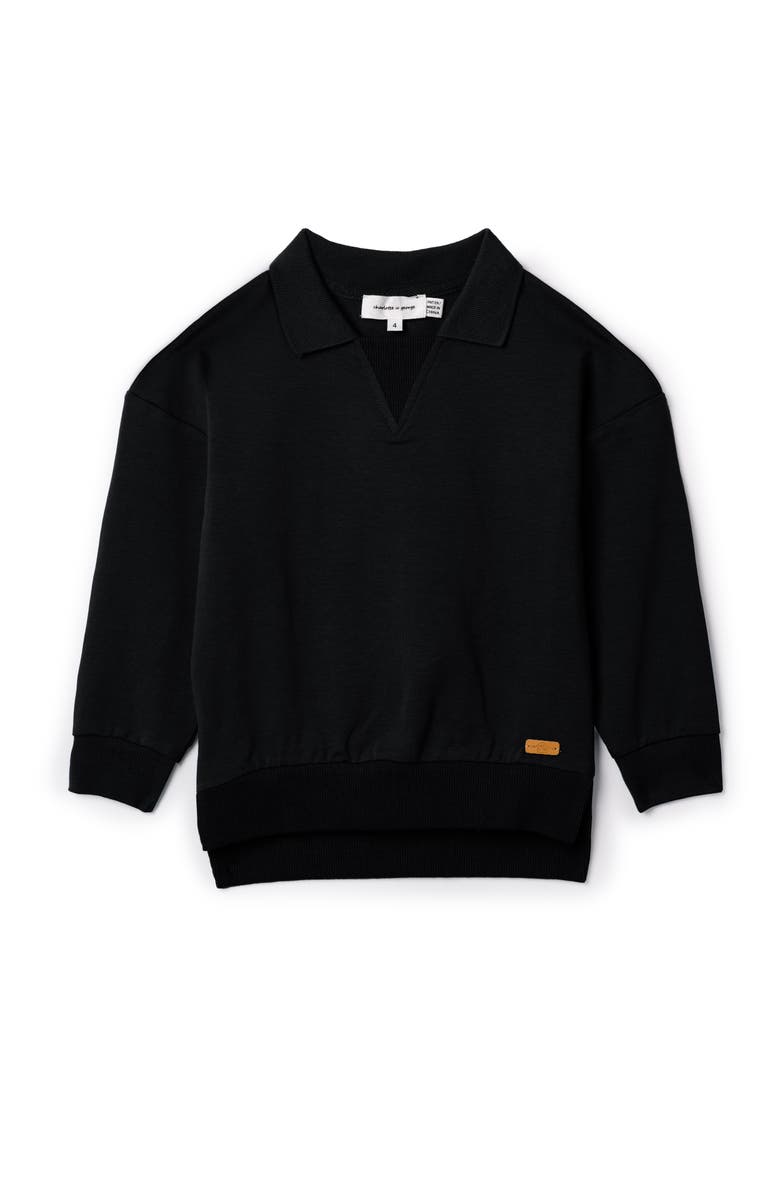 Charlotte & George French Fleece Ribbed Sweatshirt, Main, color, Black