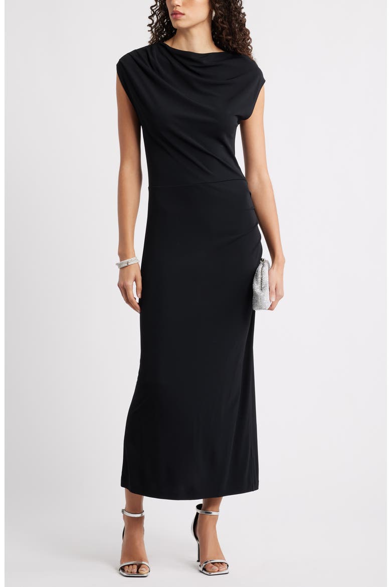 Draped Matte Jersey, Alternate, color, BLACK