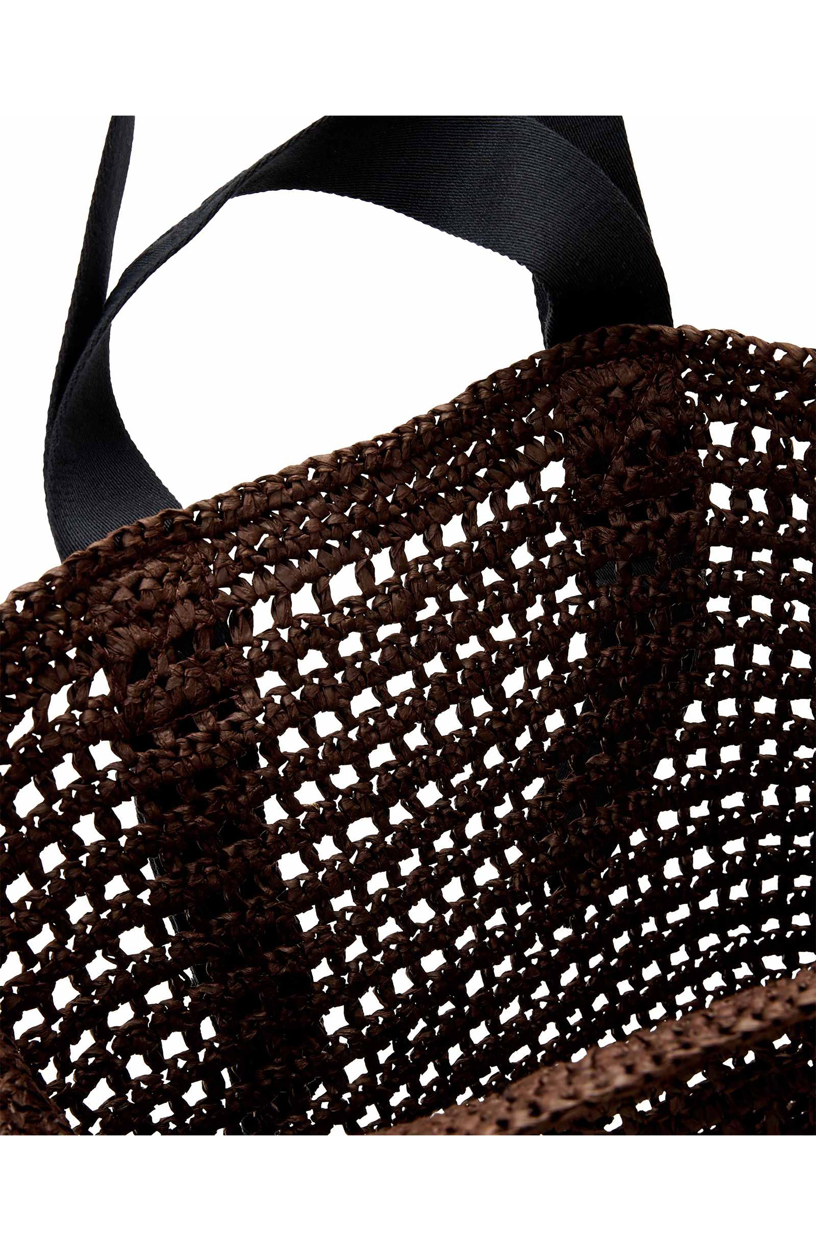 AllSaints Lullah Straw Tote Bag, Alternate, color, Cognac Brown