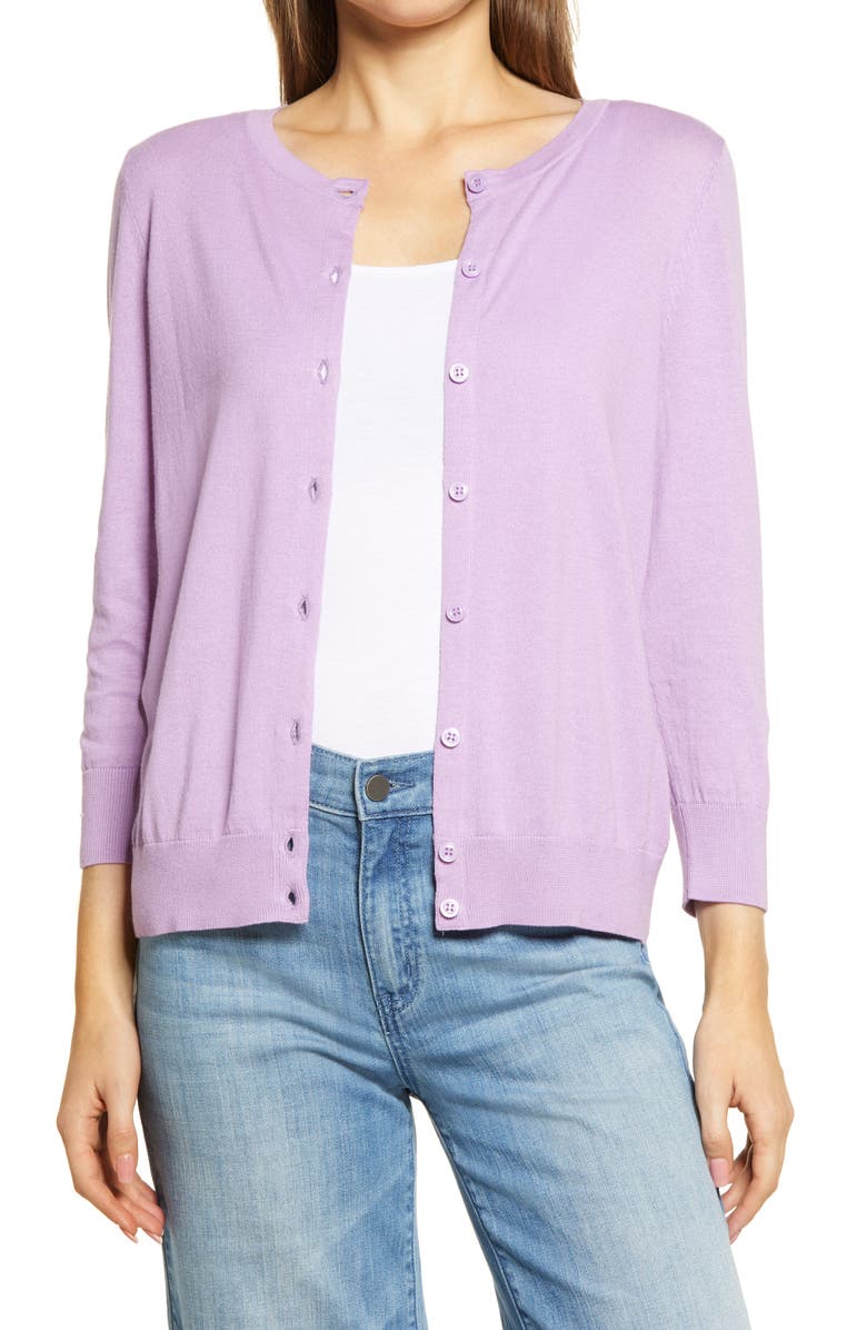 Halogen<sup>®</sup> Crewneck Cardigan, Main, color, 