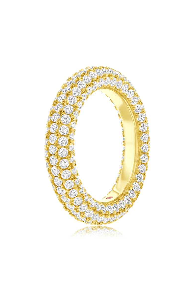 Pavé Cubic Zirconia Round Eternity Band Ring, Alternate, color, YELLOW