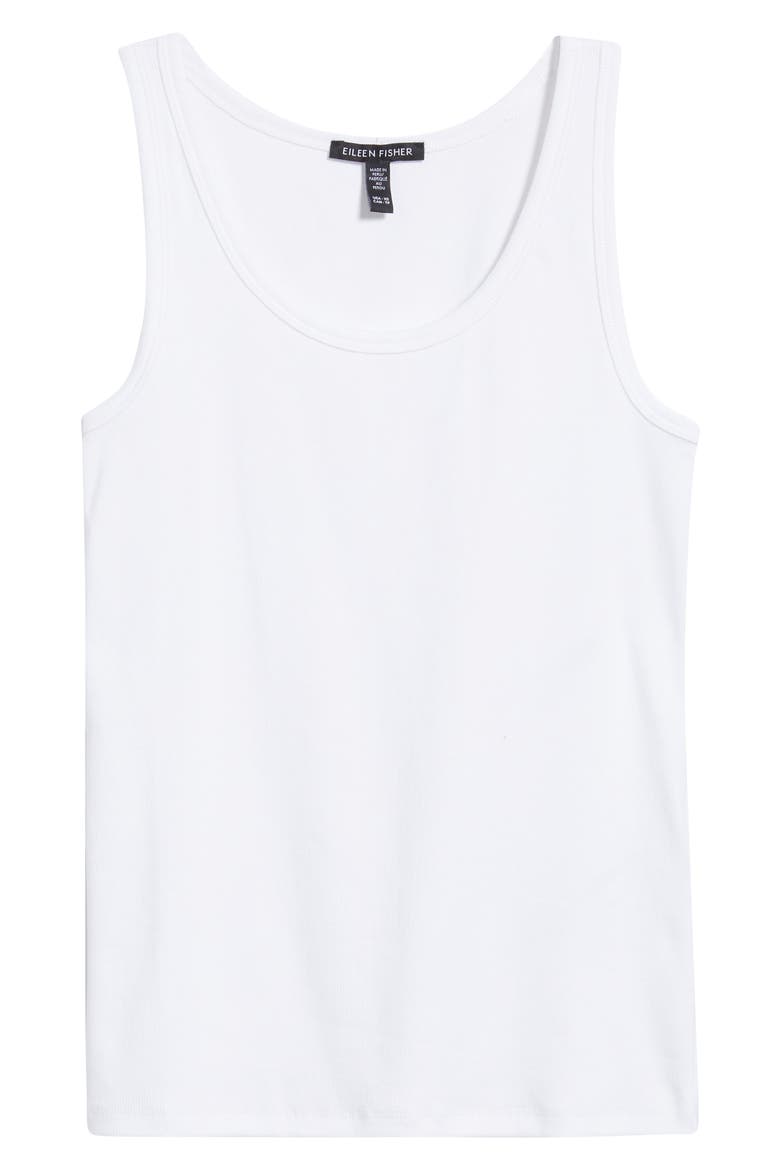 Scoop Neck Stretch Organic Cotton Tank, Alternate, color, WHITE