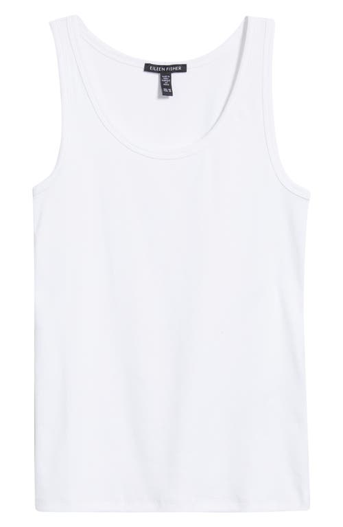 Eileen Fisher Scoop Neck Stretch Organic Cotton Tank In White