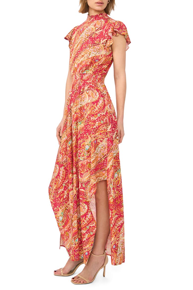 Paisley Cap Sleeve Smocked Waist Jumpsuit, Alternate, color, JAZZY