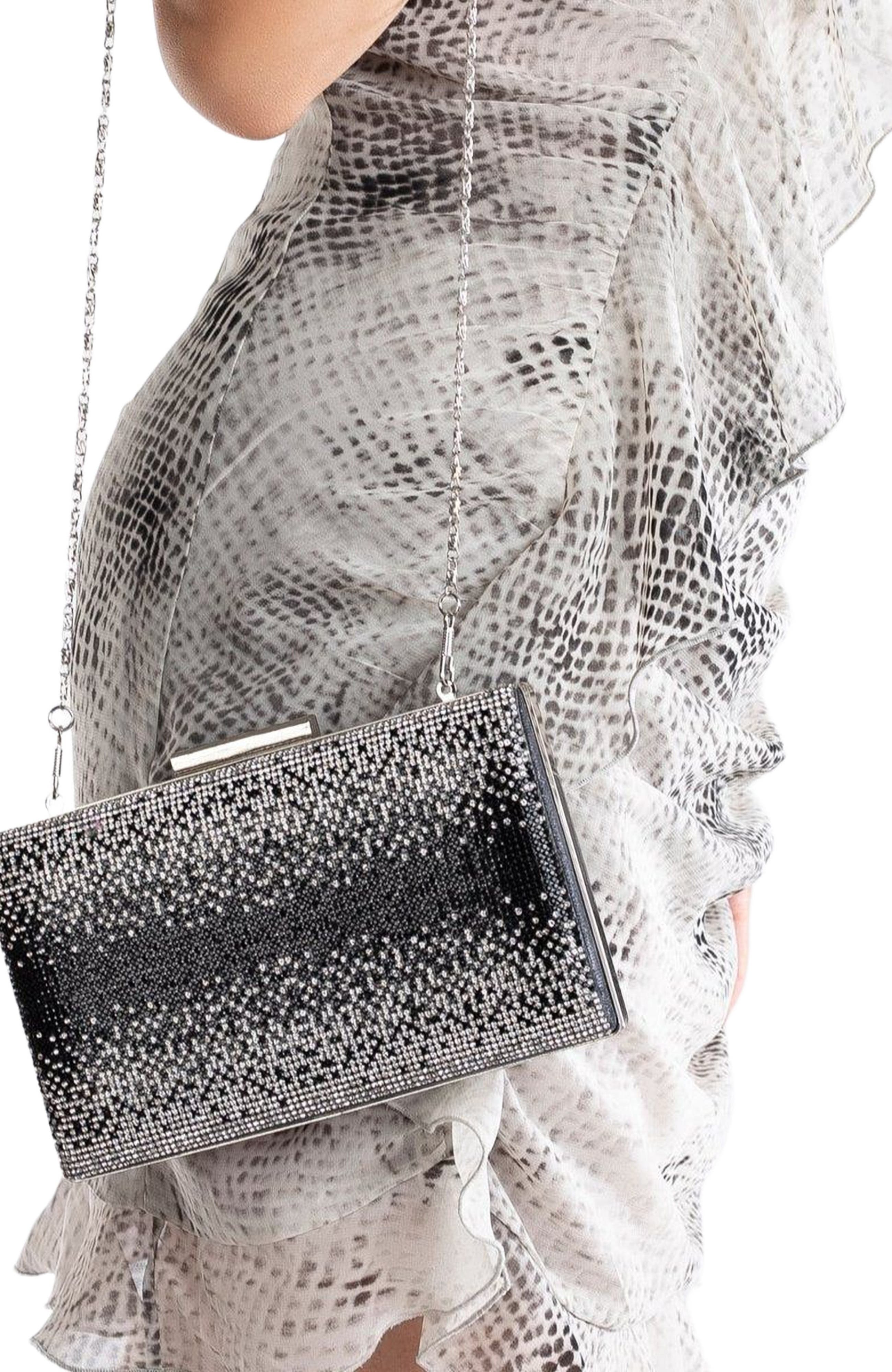 Forever & Always Shoes Clara Evening Clutch, Alternate, color, Black Silver Glitter