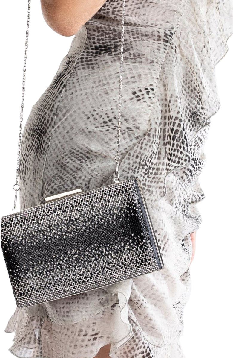 Forever & Always Shoes Clara Evening Clutch, Alternate, color, Black Silver Glitter