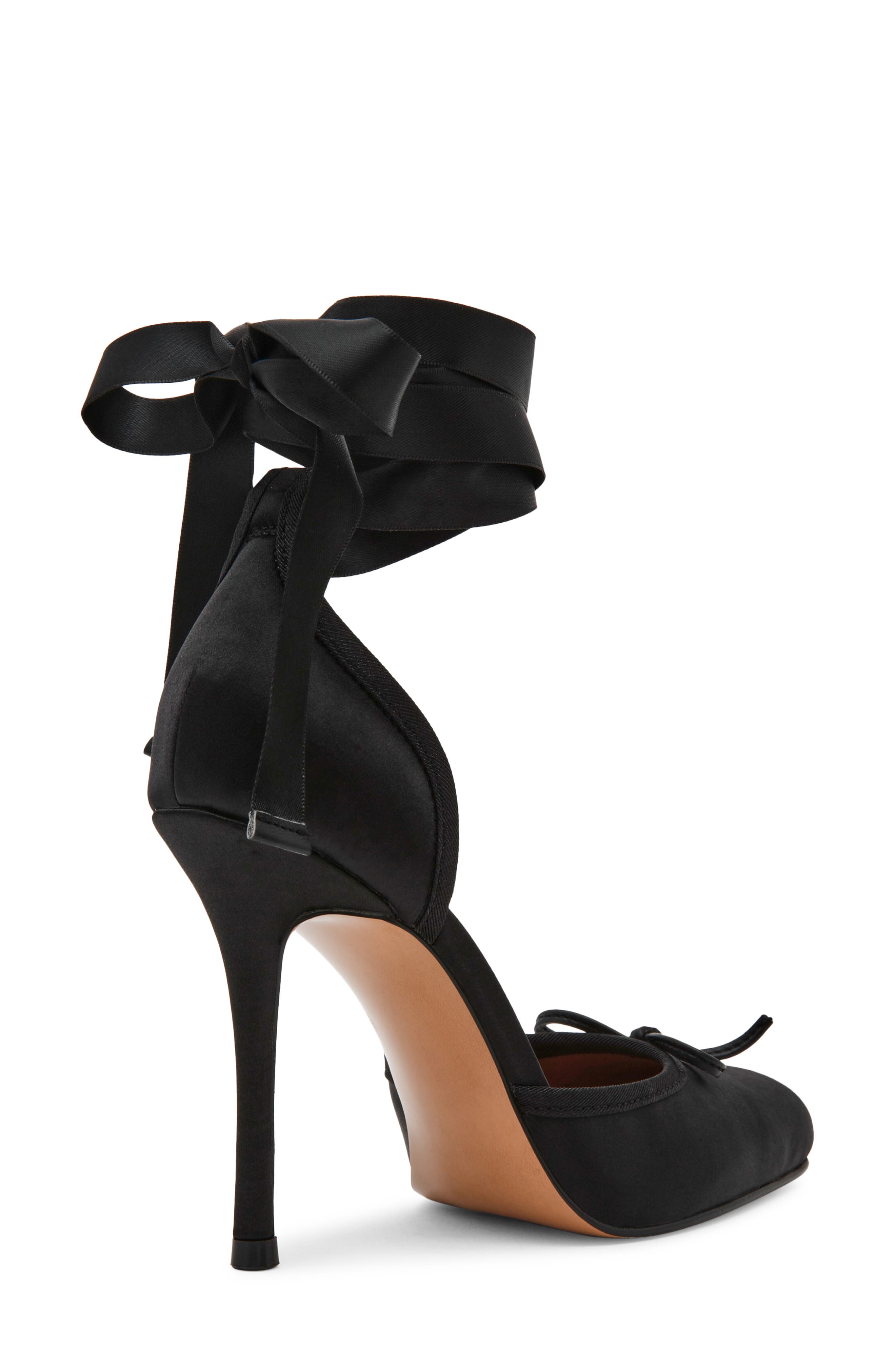 Steve Madden Larina Ankle Wrap Pump, Alternate, color, Black Satin